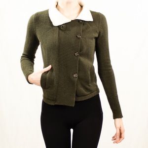 Banana Republic Army Green Button Sweater